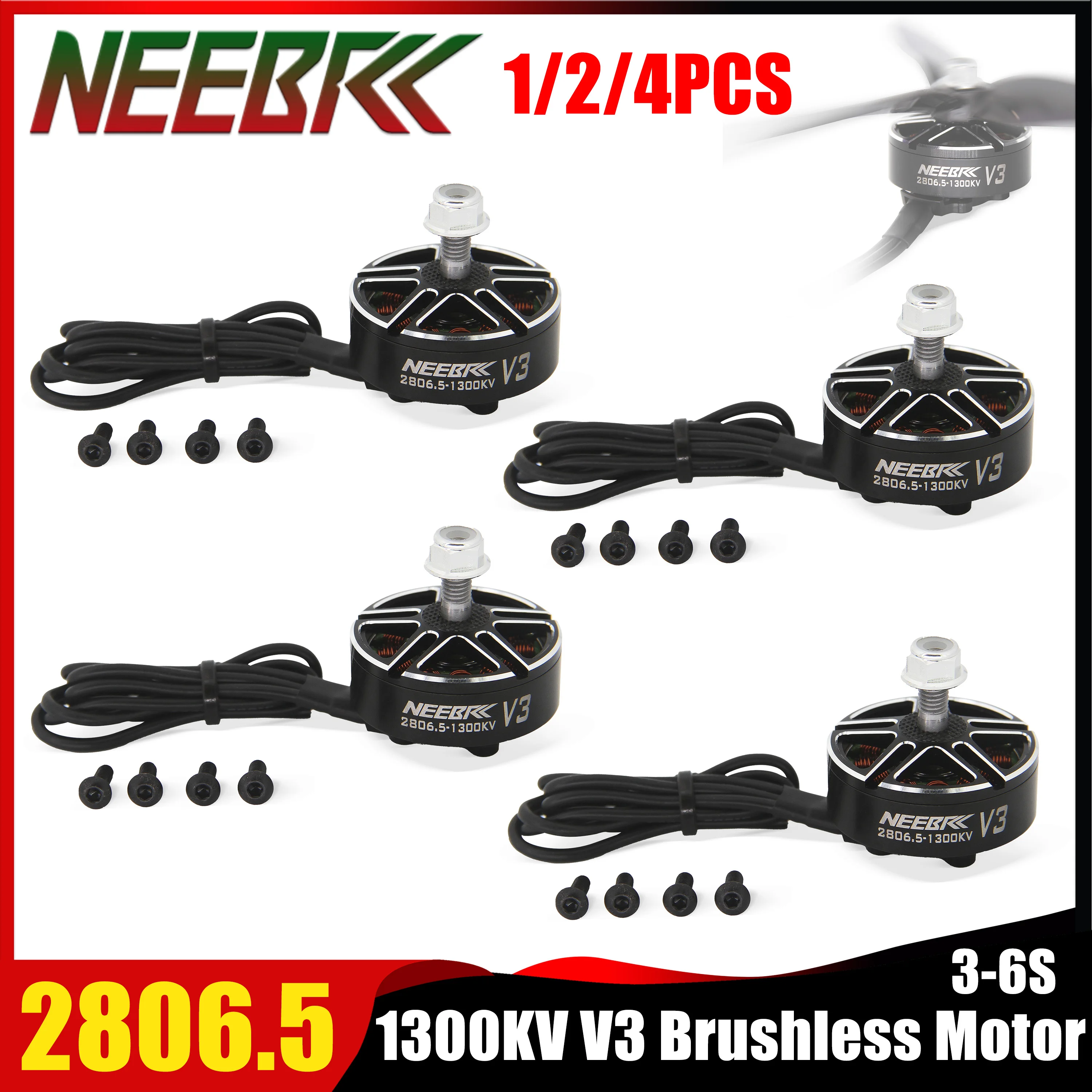 NEEBRC 2806.5 1300KV V3 Outrunner Brushless Motor 3-6S for 7/8/10 Inch RC FPV Racing Drone Fixed-wing Plane Model Upgrade Parts