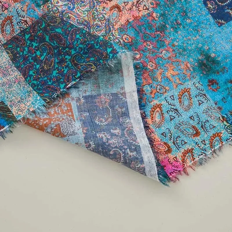 100% Natural Ramie Cloth Printed Fabric High Quality Summer DIY Handmade Dresses Parts Robe Thin Buy Meters Performance Designer