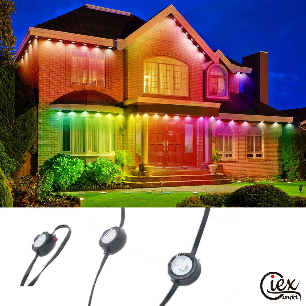 200FT 120LED Permanent Outdoor Eaves LED Lights Waterproof RGB String Lights DIY Scene Christmas Birthday Holiday Party Lighting