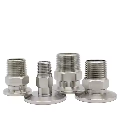 KF16 ~ KF25 Flange Adapter Hexagonal External Thread 3/4''~1'' PT Outer Diameter Vacuum Stainless Steel Flange Pipe Fitting