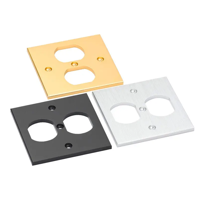 Audio 86 Aluminum Alloy Panel, Dual US Standard Socket, American Wall Outlet, Universal for Home Electrical Boxes