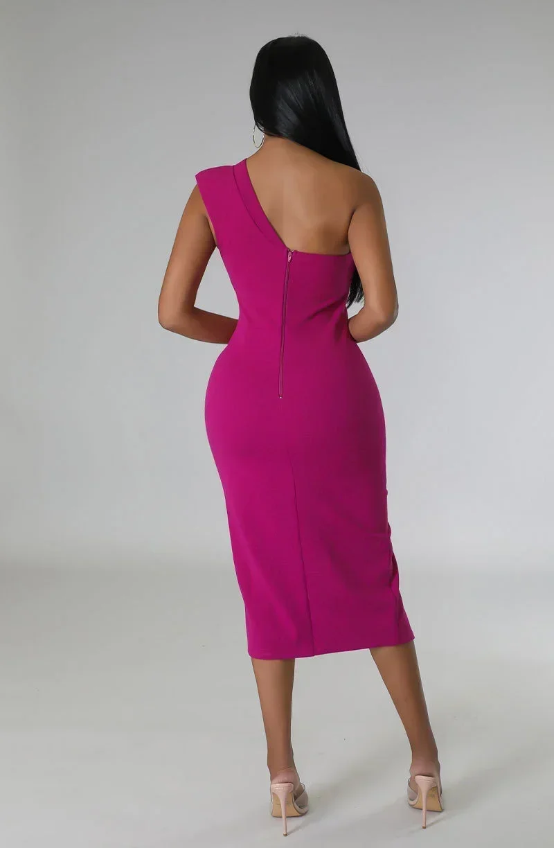 GUWU Sleeveless One Shoulder Cutout Skew Neck High Side Split Bodycon Midi Women Dress  Sexy Party Club Vestidos Dresses