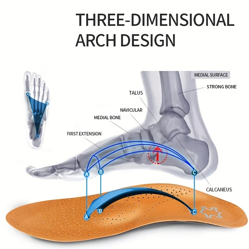 1 пара, кожаные ортопедические стельки с поддержкой свода стопы