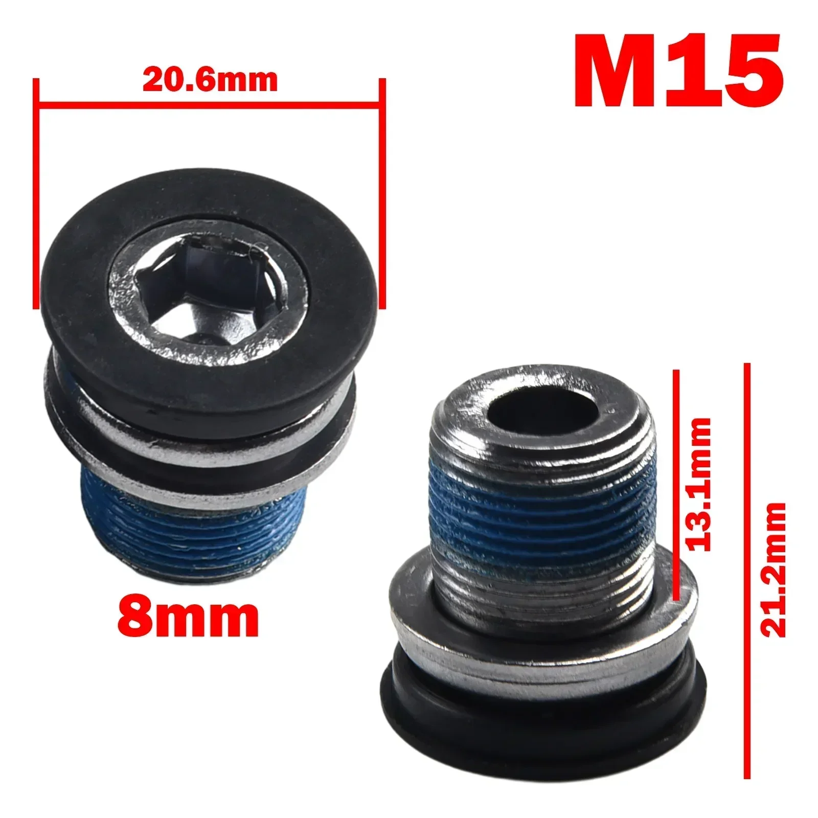 2 Pcs Mountain Bike Axle Screw M15 Stainless Steel Crank Black Screw Climbing Bike  Crank Screw Bicycle Accessories