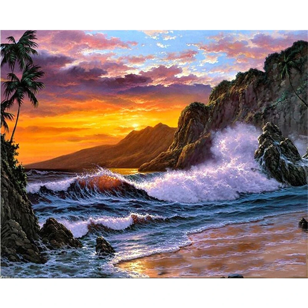 Scenery Landscape Printed Canvas 11CT Cross Stitch Complete Kit DIY Embroidery DMC Threads Painting Handicraft     Floss