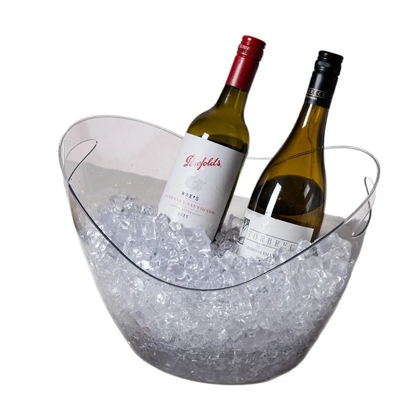 8L Ice Bucket Transparent Large Capacity Classic Ingot Beer Champagne Wine Can Carry Ice Bucket Outdoor Fruit Drink Bucket