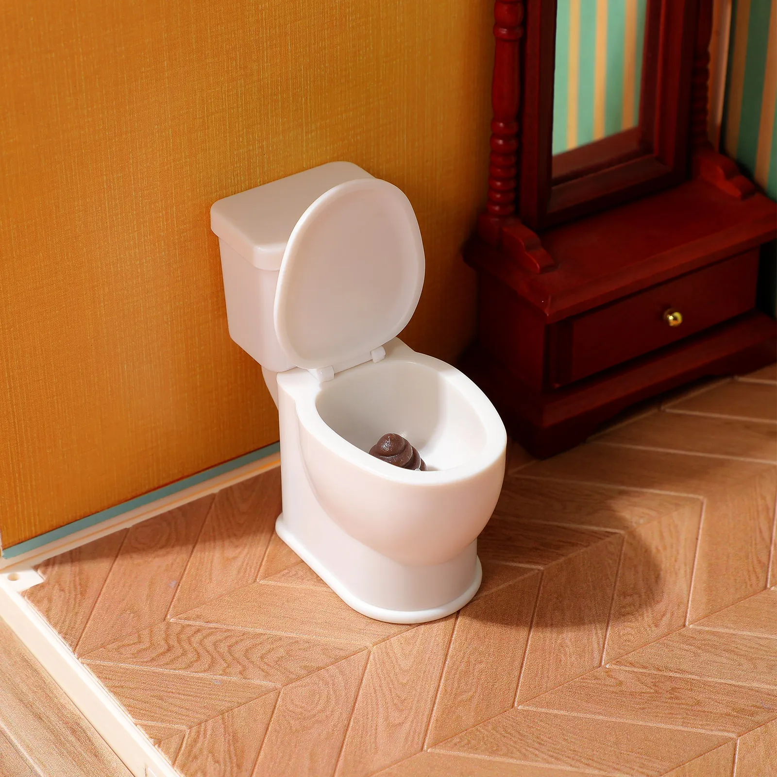 

Mini Toilet Creative Plastic Simulation Bathroom Furniture Realistic Design Decorative Small House Accessory Mini Toilet