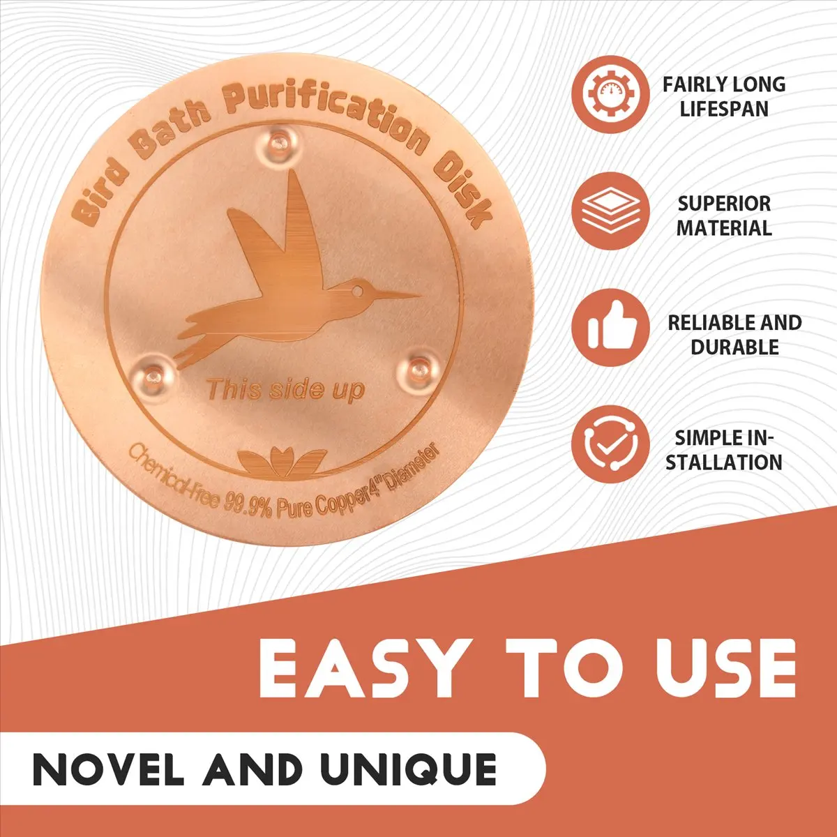 

Bird Bath Purification Disk Purification Cleaner with Four-Point Support Safe Clean Water for Outdoor Birdbath and Bowl