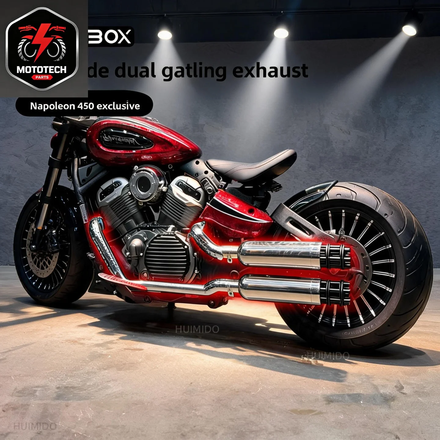 Applicable to Benda Napoleon/Gingela 450/500 modified right side double out Gatling exhaust pipe