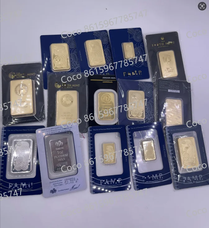 1oz/2.5g/5g/10g/20g/50g/100g Sealed packing Copper Bar 24k Gold Plated Bullion Ingot Non-magnetic Unique Serial number Craft