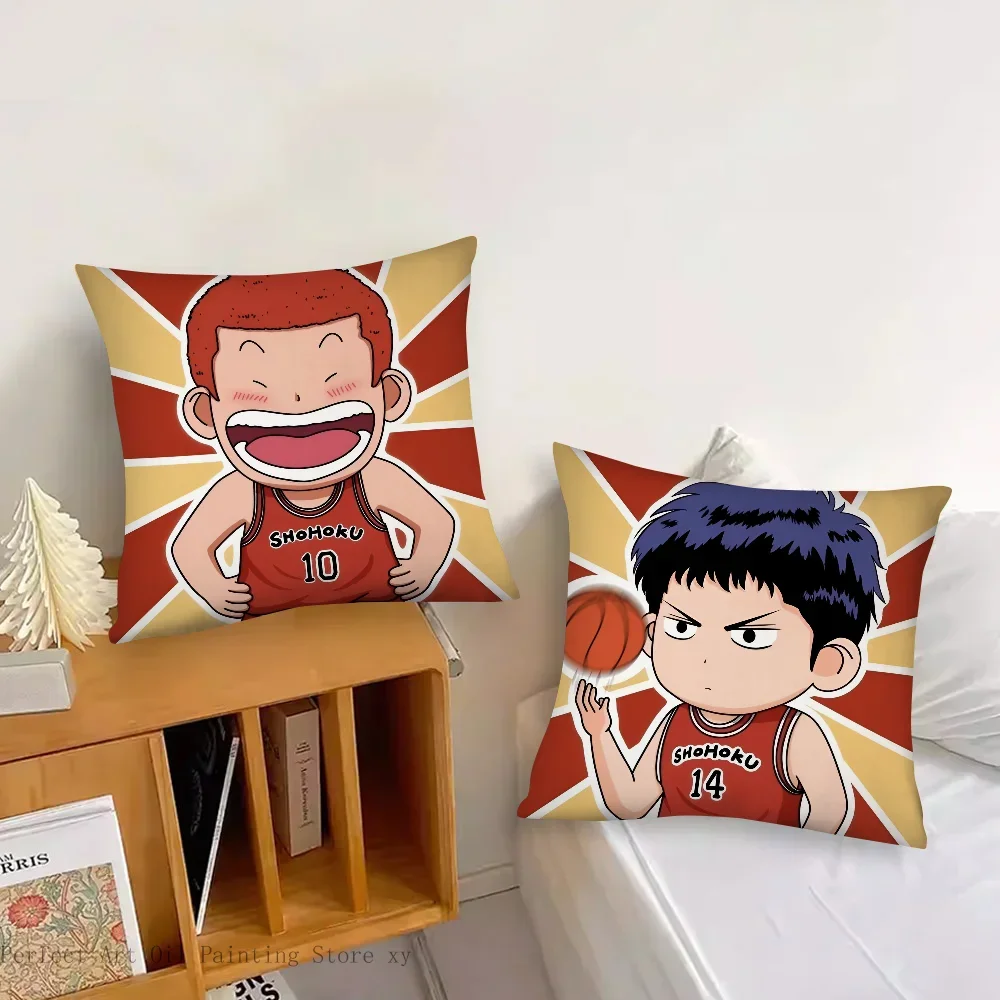 Cartoon SLAM DUNK Anime Pillow Case Fashion Square Pillowcase Bedroom Sofa Room Ins Decoration Leisure Cushion Cover 40x40