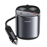 USAMS Car Charger 254W Car Cigarette Lighter One Tow Three Conversion Charging Head Fast Charging PD Fast Charger for Phone