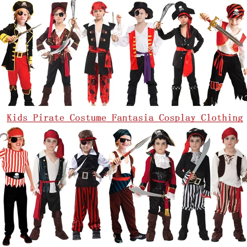 Per bambini Pirate Costume Fantasia Infantil Cosplay Vestiti di Halloween Costumi Per I Ragazzi di Compleanno Dei Bambini di Carnevale Del Partito Del Vestito Operato