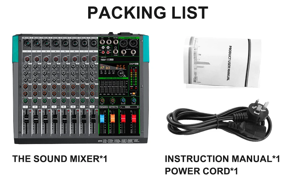 Professioneller Audio-Mixer Depusheng MG8 8-Kanal-Soundboard-Konsole DJ-Mischpult-System-Interface mit eingebautem 256-Reverb-Effekt – Detail 14