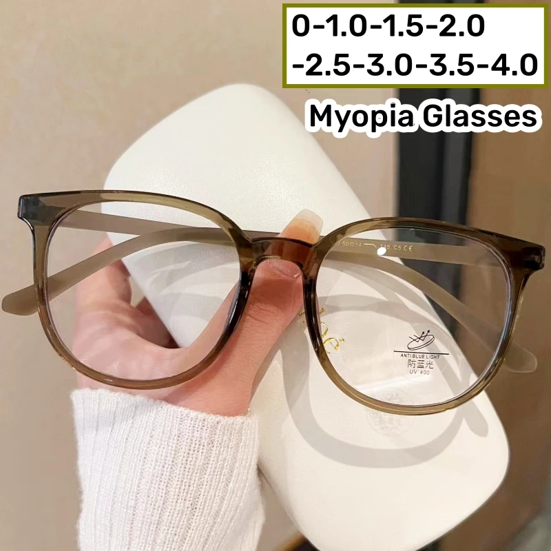 

Fashion Round Oversized Myopia Glasses Men Women Large Clear Near Sight Eyeglasses Unisex Anti-radiation Vintage Minus Eyewear