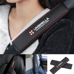 Car seat belt Nappa leather Shoulder Protector Safety Belt 2pcs For Umbrella Logo Styling Car Accessories