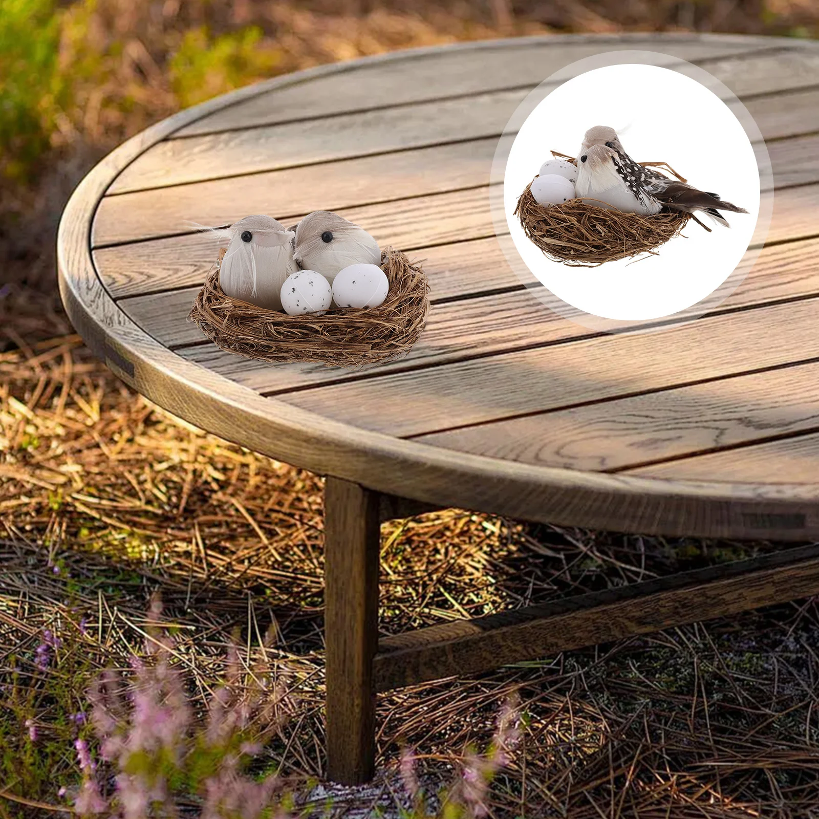 

1Set Realistic Artificial Bird Nest with Eggs Decorative Garden Landscaping Patio Outdoor Birdcage Simulated Nest