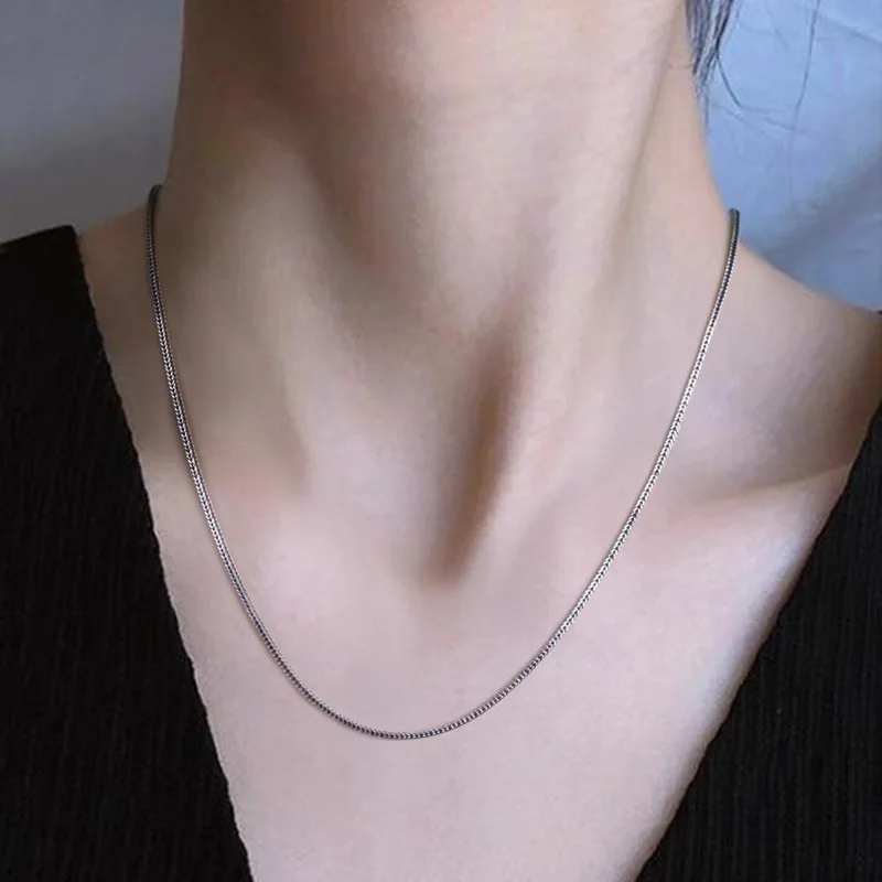 Unibabe Real Silver Chopin Chain Necklace For Woman Man Thai S925 Sterling Silver Fox Tail Necklace Personalized Jewelry