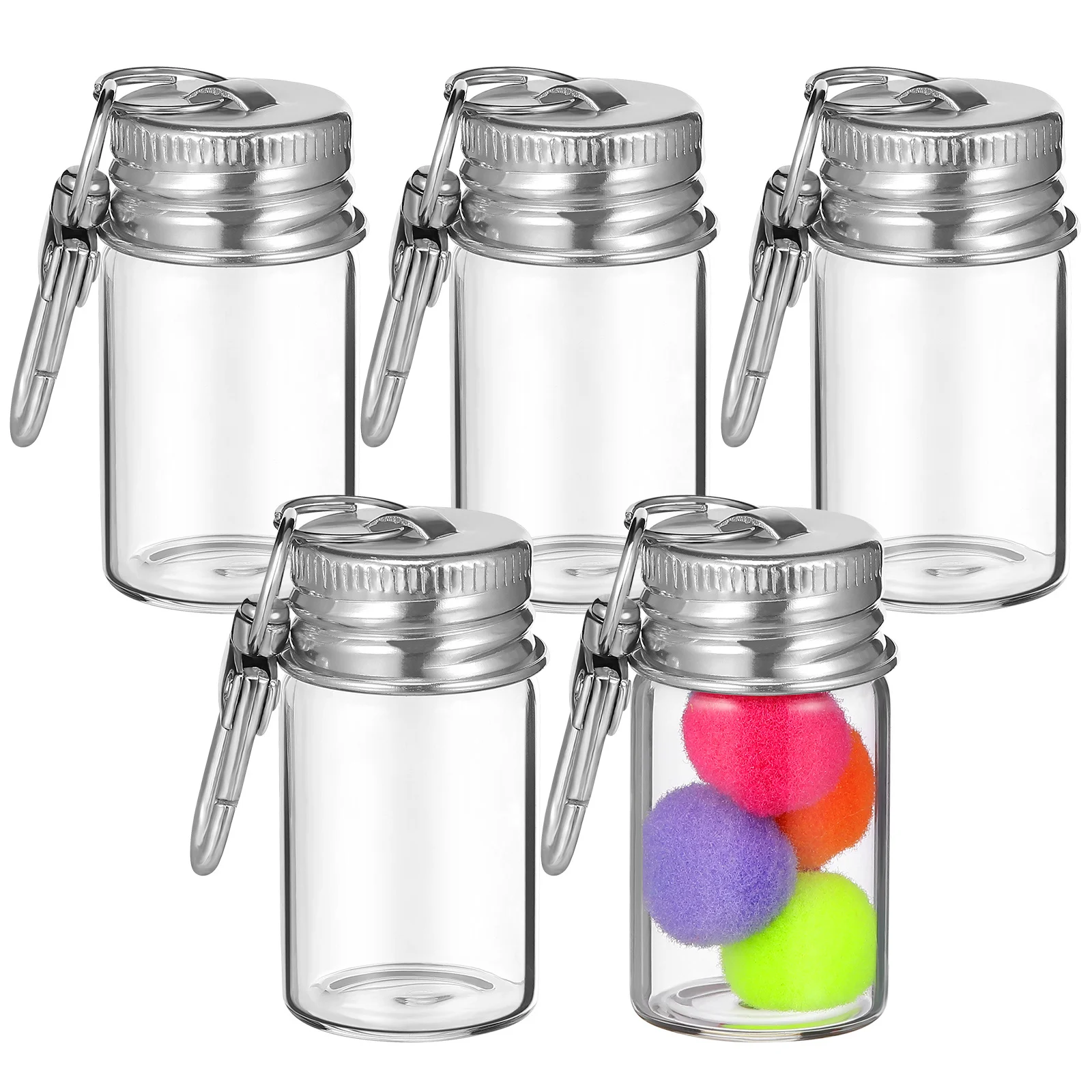 

5Pcs Mini Glass Bottle Keychain DIY Wishing Bottles for Creative Crafts Small Transparent Tiny Perfume Ornaments