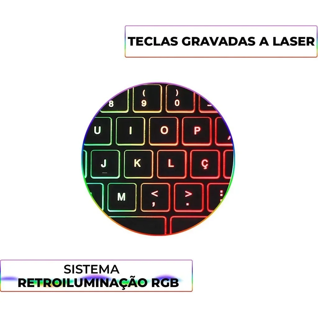Teclado Ergonomaiico Silencioso Retroiluminazione Led RGB USB