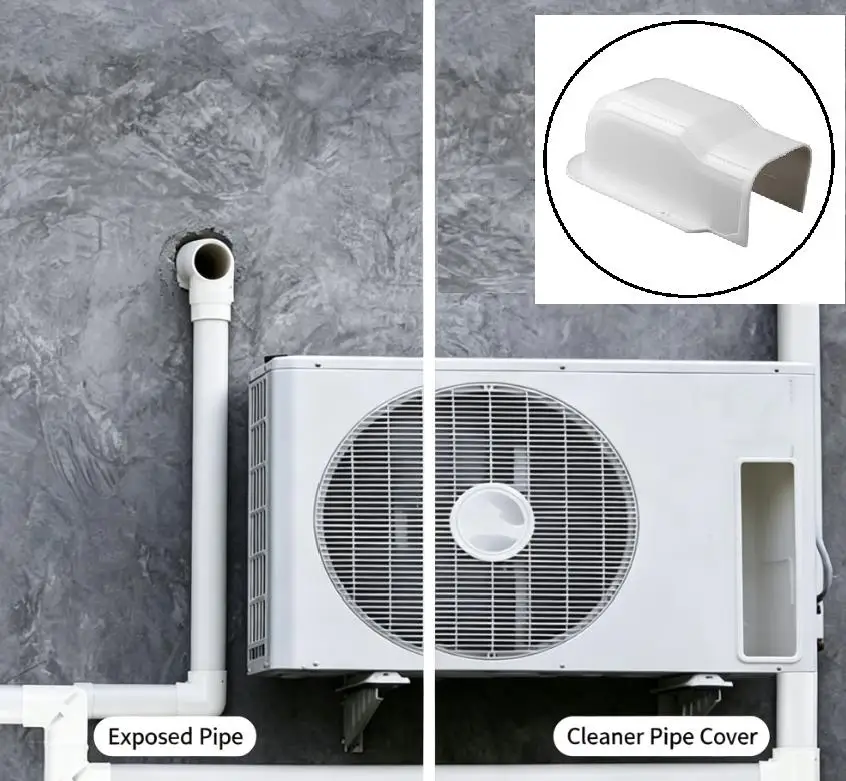 PVC Duct Channel Kit for Air Conditioner Lines Complete Tubing Cover Set Indoor Outdoor Installation 75 65mm White