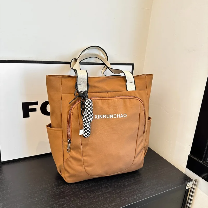 Nylon Zipper Casual Tote Bags for Women The New High Capacity Casual Shoulder Bags Solid Letter Top-Handle Bags Bolsas De Hombro