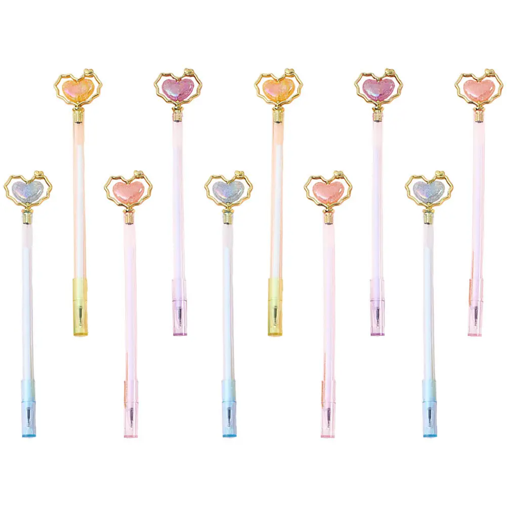 

10Pcs Heart Beads Pen Cute Gel Pen Smooth Writing for Office School Stationery Supplies Multipurpose Portable Writing Tool