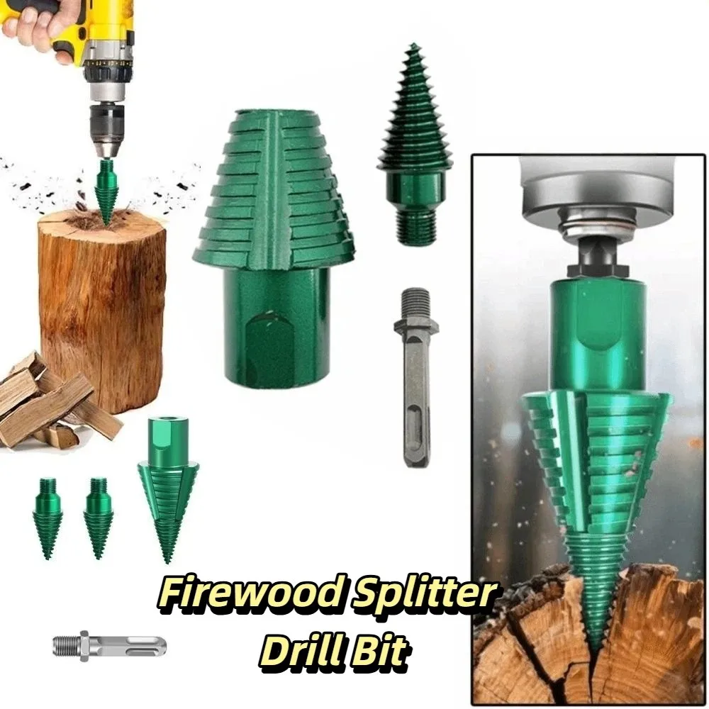 

High Hardness Steel Firewood Splitter Drill Bit Round Shank Adjustable Wood Splitting Cone Square Shank Multi-functional