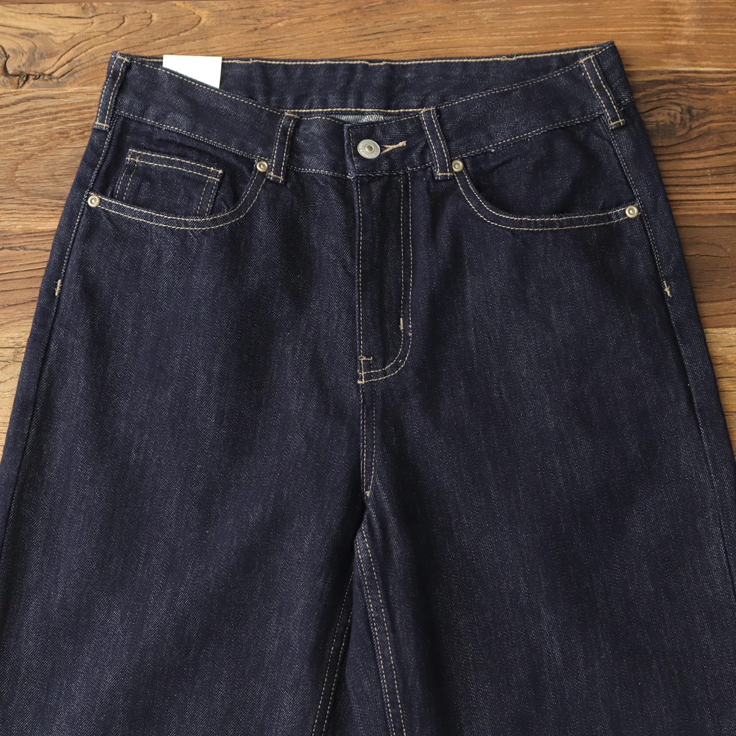 

Original Color Wide-leg Jeans For Men, Loose Straight-leg American Retro Dark Denim Casual Trousers For Men