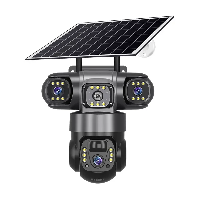 4G no electricity no network monitor outdoor solar V380 true three-eye three-screen surveillance camera