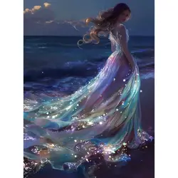 RUOPOTY DIY 5D Diamond Painting Beach Beauty Full Round/Square Modern Handmade Home Craft Kit Wall Decoration Painting