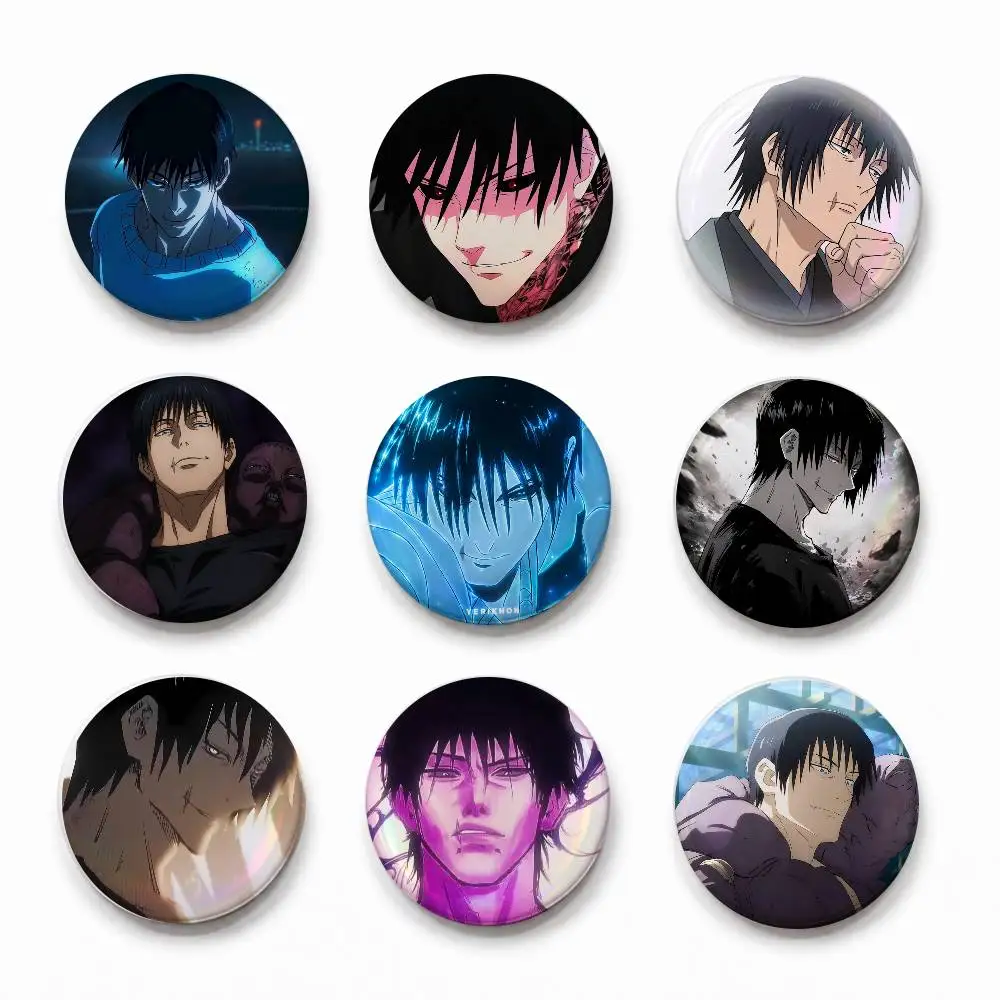 A-F-Fushiguro Toji Creative Round Button Pins Badge Set Cartoon Anime Movie Music Pattern Brooches For Bags Jackets
