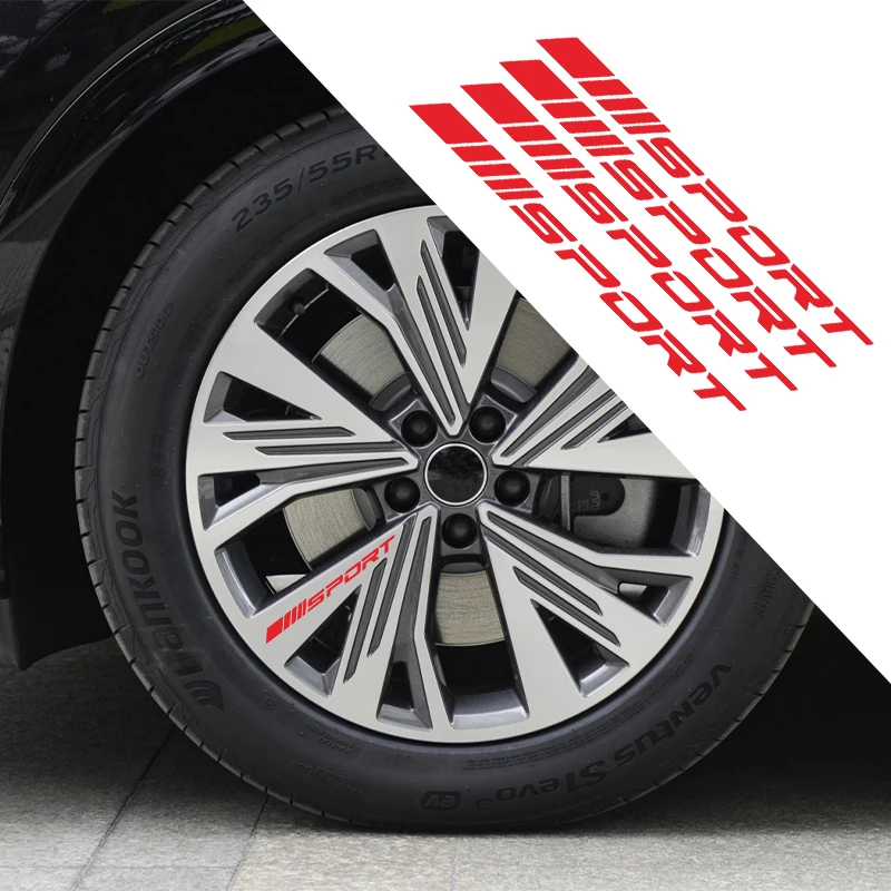 Moda 4 szt. Naklejki samochodowe koła felgi wyścigi sportowe DIY paski dekoracyjne naklejki godło Car Styling samochód SUV akcesoria do samochodów ciężarowych — zdjęcie 3