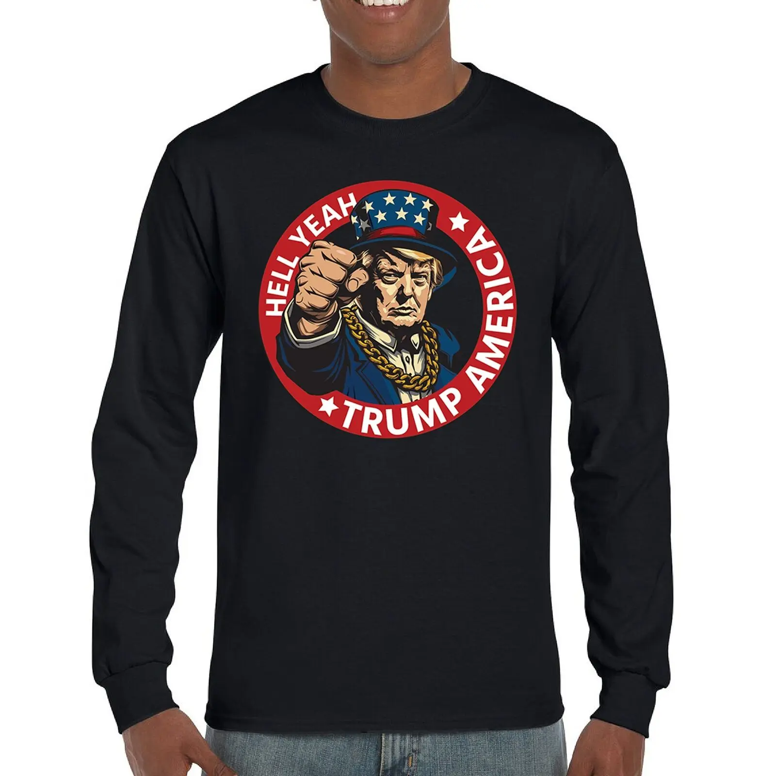 

Trump America Hell Yeah Long Sleeve T-shirt MAGA 2024 USA First 47 President