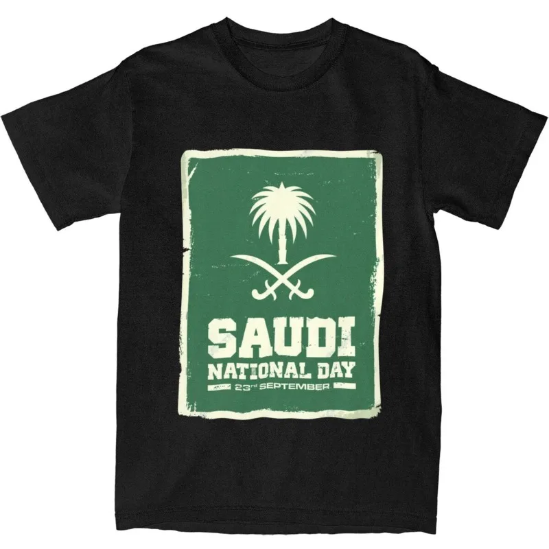 T-Shirt con stampa grafica del regno dell\'arabia saudita per uomo donna T-Shirt in puro cotone per la festa nazionale saudita top a maniche corte