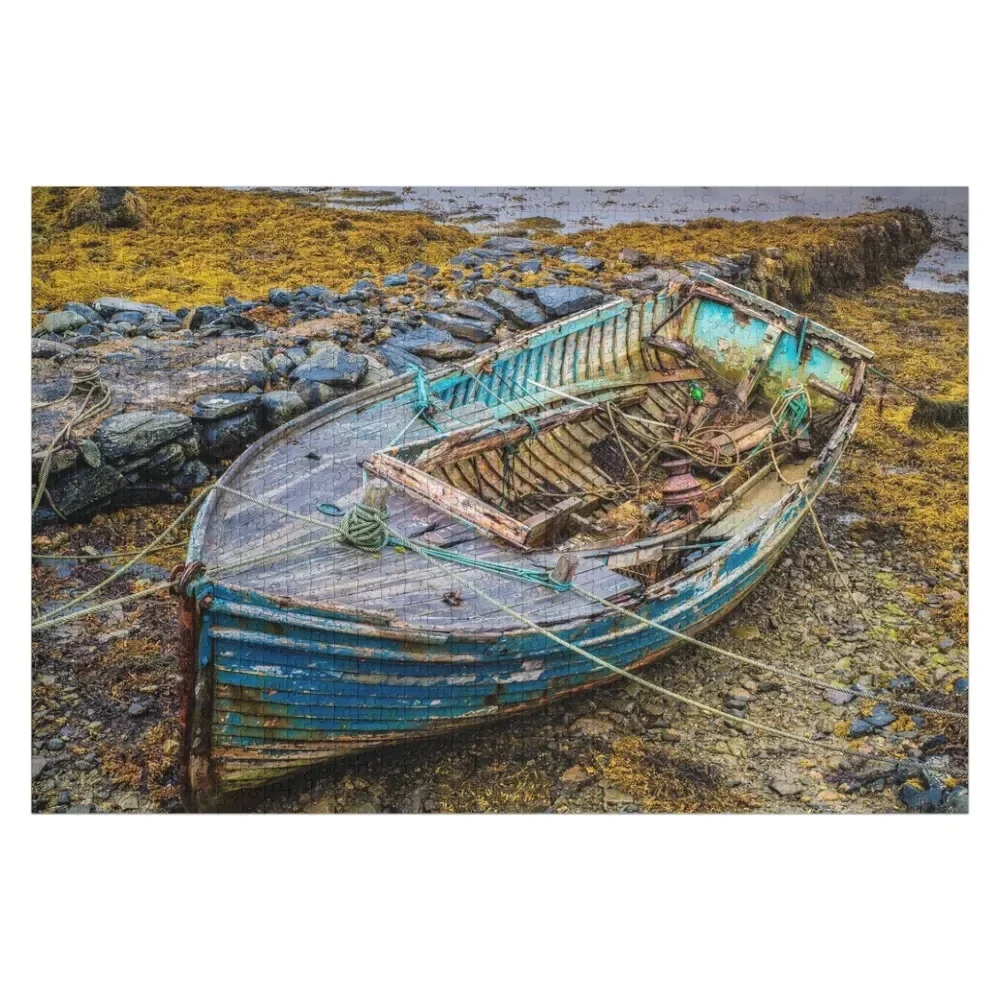 Antiguo barco de pesca en la Isla de Lewis y Harris rompecabezas de madera adultos animales de madera Woodens para adultos rompecabezas de fotos personalizado