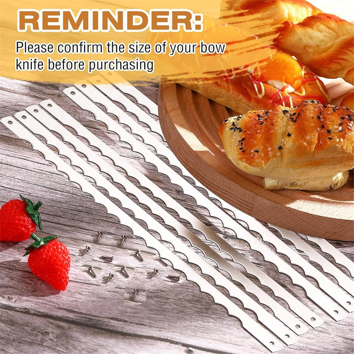 Bread Bow Knife Blades Stainless Steel Replacement Blade Bread Blade for Cake Homemade Bread Cutting 10Pcs