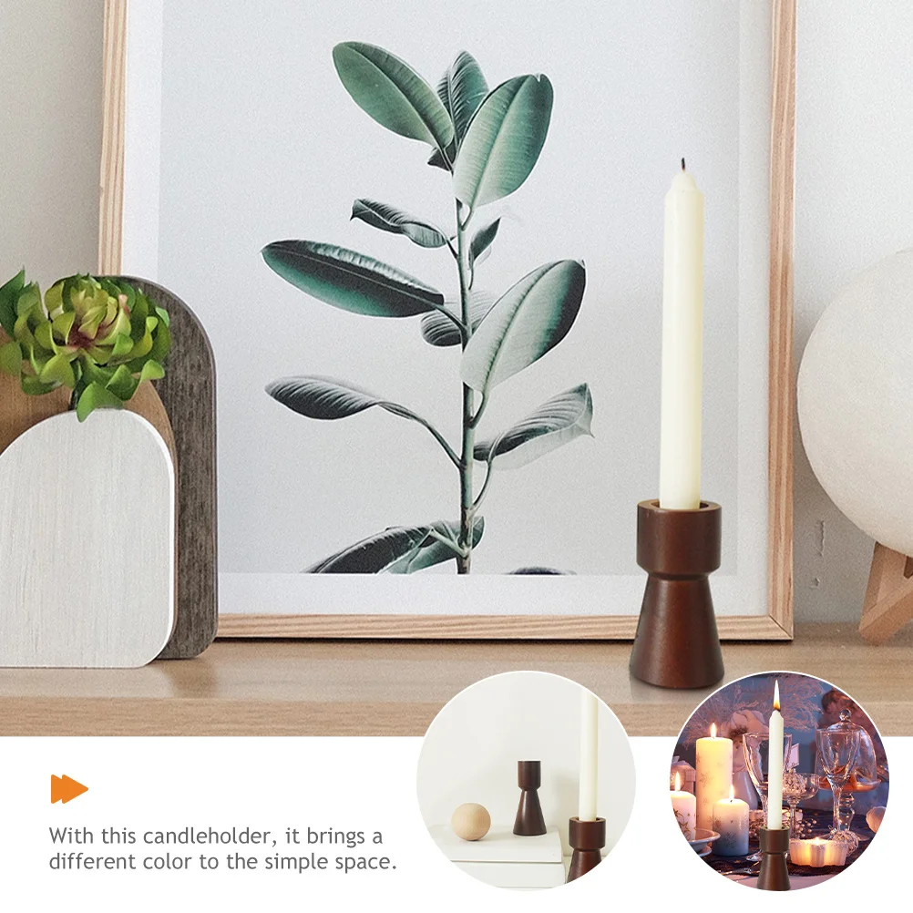 

Wooden Holders Vintage Style Taper Candleholder For Home Wedding Party Decoration Natural Wood Pillar