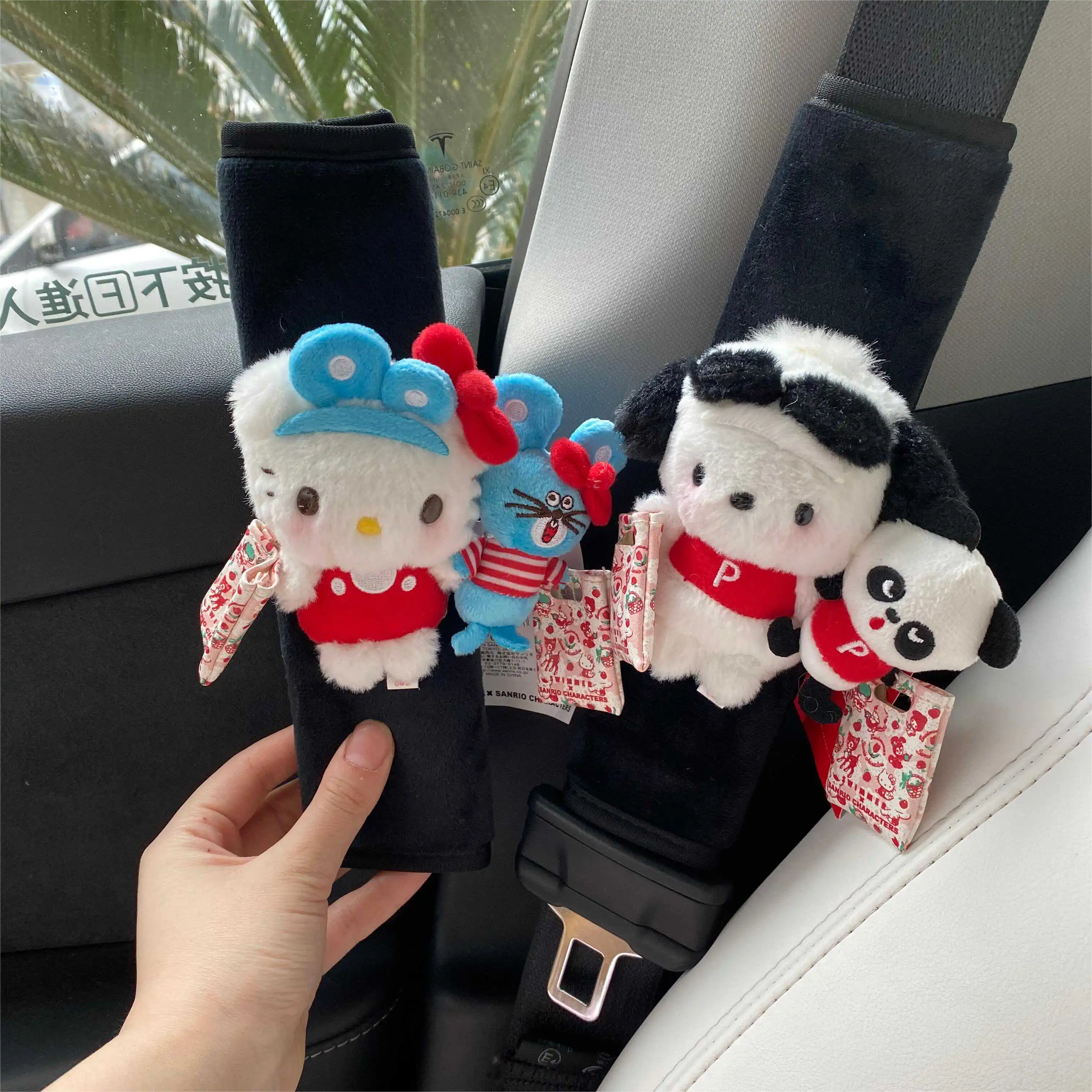 

Cute Hello Kitty Car Seat Belt Protection Cover Interior Shoulder Protector Handbrake Gear Lever Cover Cute Pendant Gift