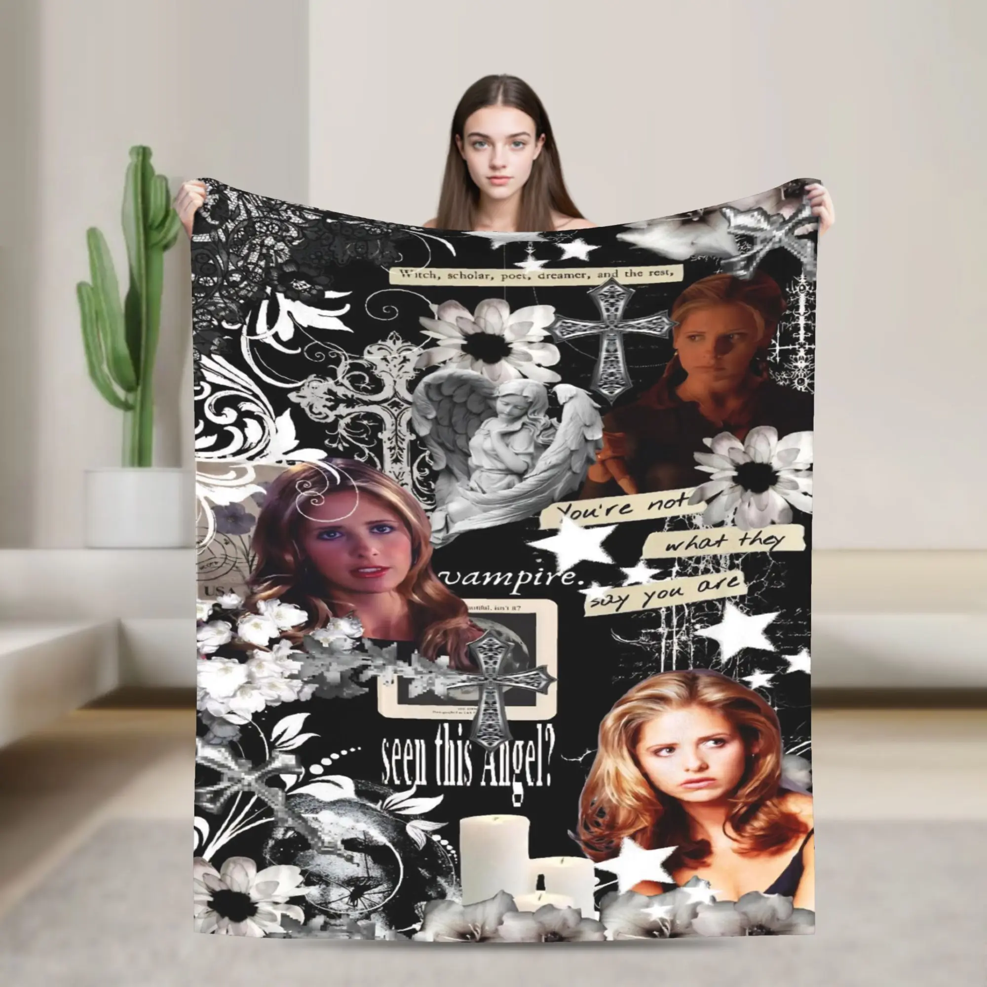 Buffy the Vampire Slayer Blanket Cover Fleece Horror Movie Lightweight Throw Blanket for Outdoor Travel Bedspread