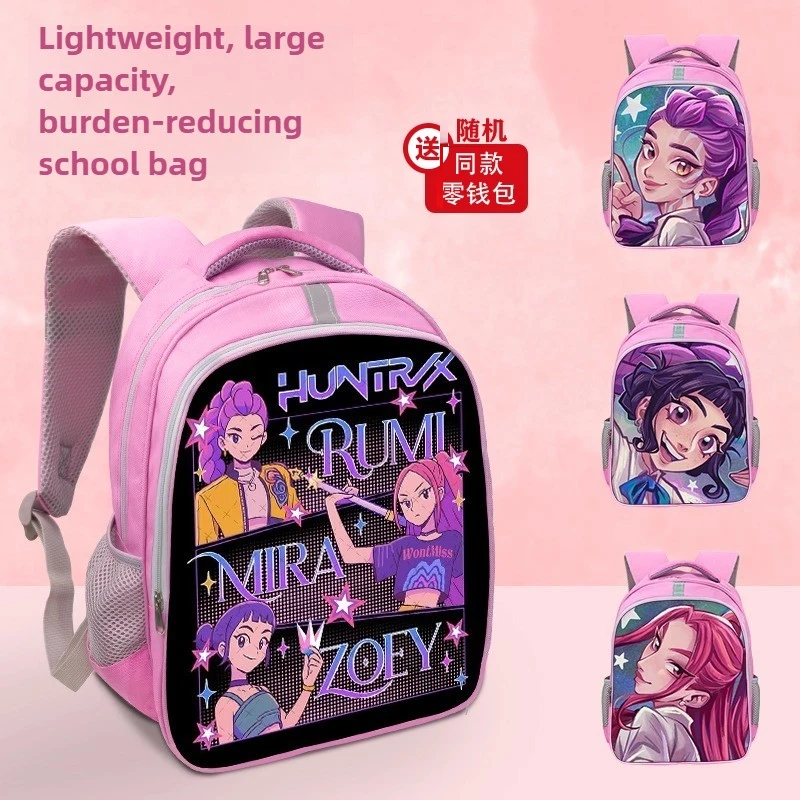 Kpop Demon Hunter Rumi Mira Zoey Zaino per studenti anime rosa Zaino per ridurre il carico Strisce riflettenti Avvisa la notte