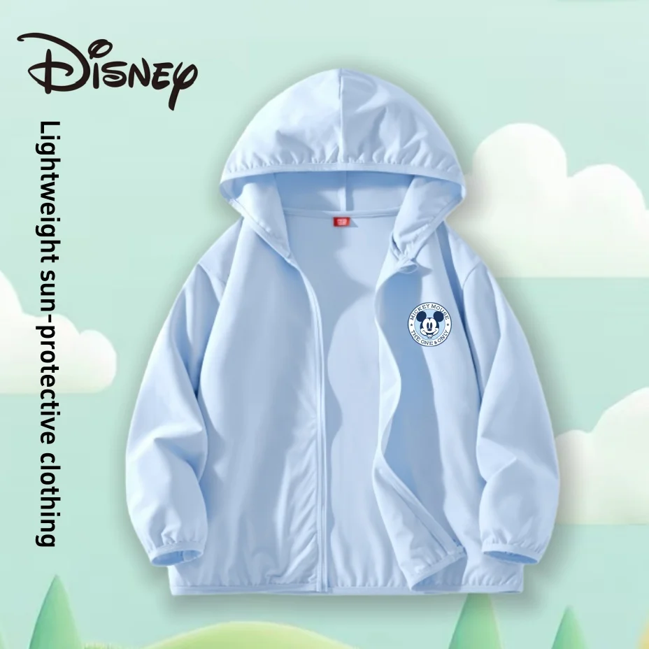 Veste de protection solaire respirante Disney pour enfants, imprimé Mickey, vêtements d'extérieur Anti-coup de soleil, légère, Ultra douce, résistante aux UV