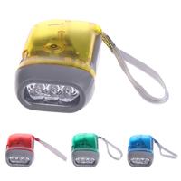 Outdoor Handheld LED Flashlight Small 3 LED Night Light with Hand Pressing Dynamo for Camping Hiking Backpacking