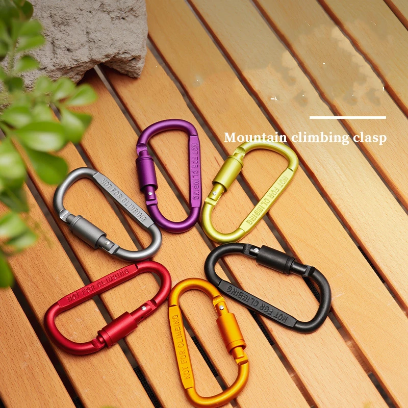 5/10pcs 8CM D-Shaped Carabiner Hook Keyring Clip Camping Kits Mountain Climbing Rope Buckle Hook Outdoor Screw Lock Buckle