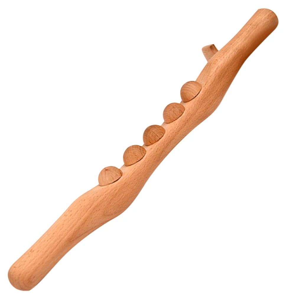 

Wooden Massage Stick for Body and Foot Acupoint Beaded Design Portable Massager for Back Muscle Relief