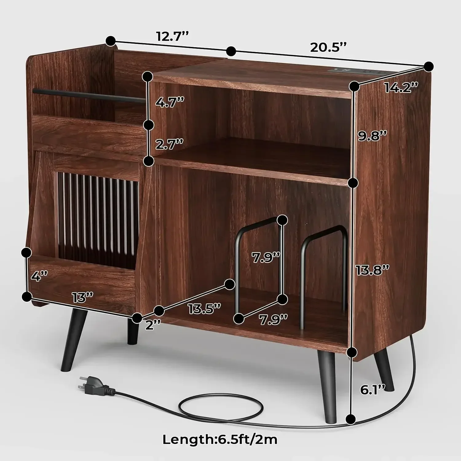 

XMSJ*Large Record Player Stand with Sliding Door,350 Vinyl Record Storage Cabinet, Record Player Table with Power Outlet