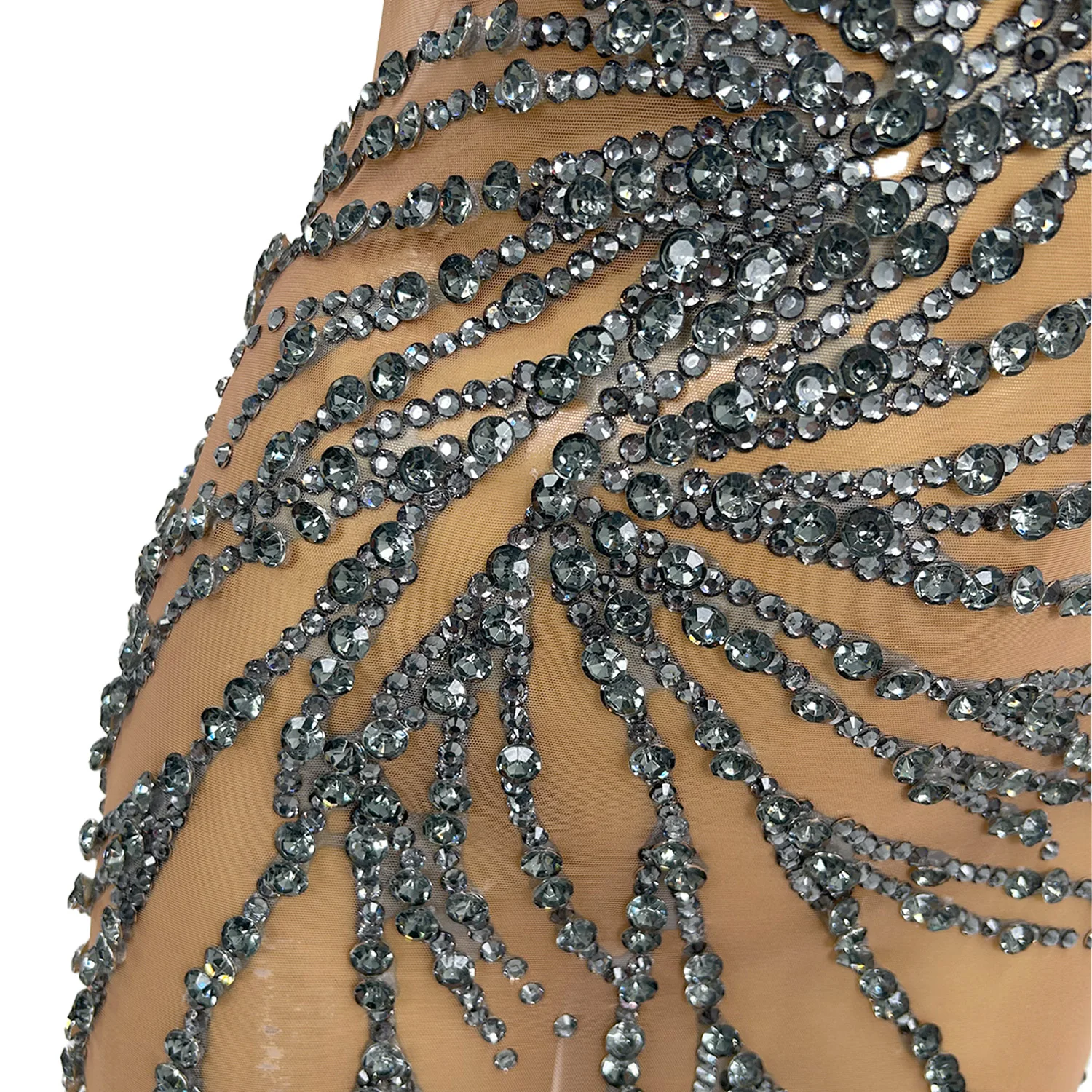 Sparkly Strass Elegante Maxi Jurk voor Vrouwen Sexy Sheer Mesh Off shoulder Baljurk Verjaardag Vieren Feestavondjurk