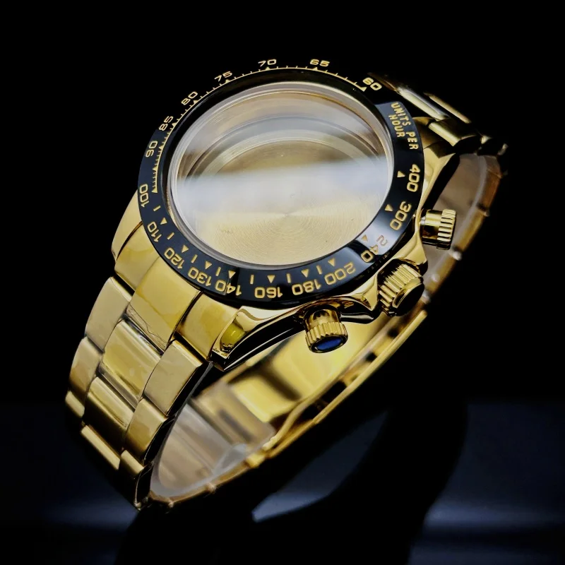 

Multifunction Sapphire Watch Case for Seiko Daytona VK63 Movement Ceramic Parts 29.5mm Dial Adjustable Buckle Steel Band Tape