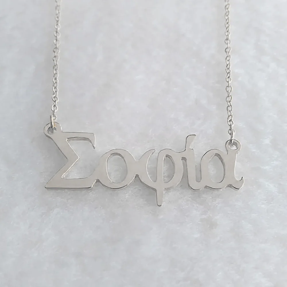 Custom Greece Name Necklace For Women Men Personality Stainless Steel Gold Pendant Customized Fashion Jewelry Gifts Dropshipping
