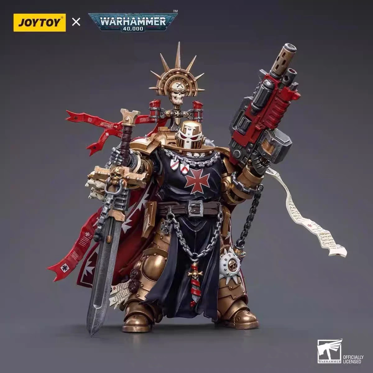 JOYTOY Warhammer40K hitam Templars tinggi Marshal Helbrecht 3.75 inci permainan prajurit figur aksi Model mainan koleksi ornamen